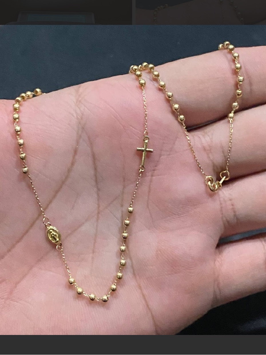 18 Karat Rosary Necklace 16 Inches